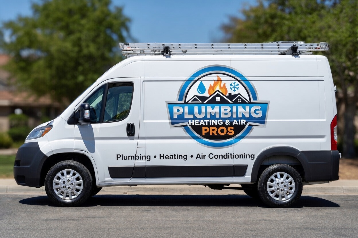 Local plumbing heating and air service van serving Paramount